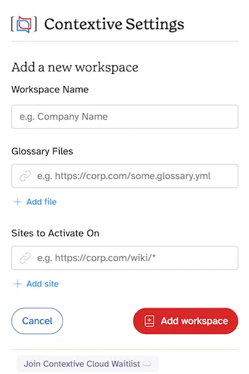 Contextive Browser Extension Workspaces Setup