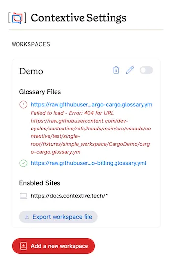 Error loading glossary file